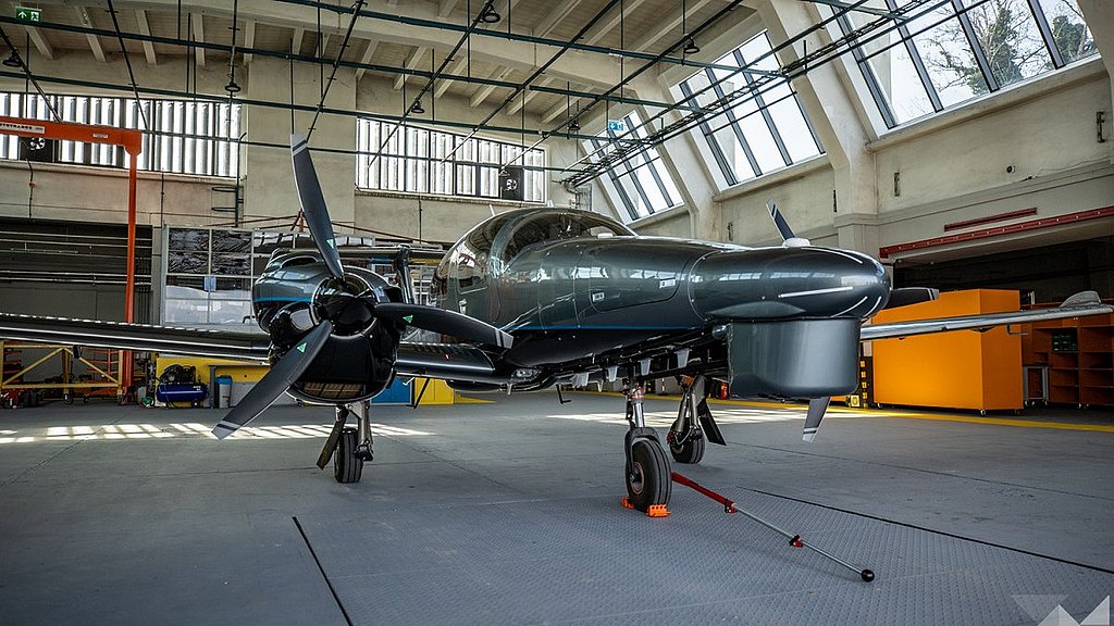 DA62 MPP standing in a hangar. 