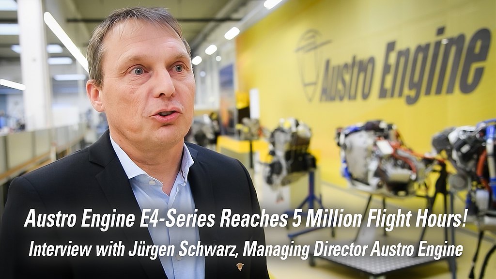 Jürgen Schwarz, Managing Director of Austro Engine, speaks about the E4-Series reaching 5 million flight hours in a factory setting.